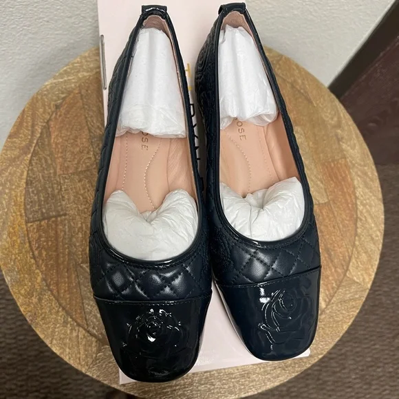 Taryn Rose Quilted Leather Ballet Flats - Reese in Midnight - Picture 8 of 9